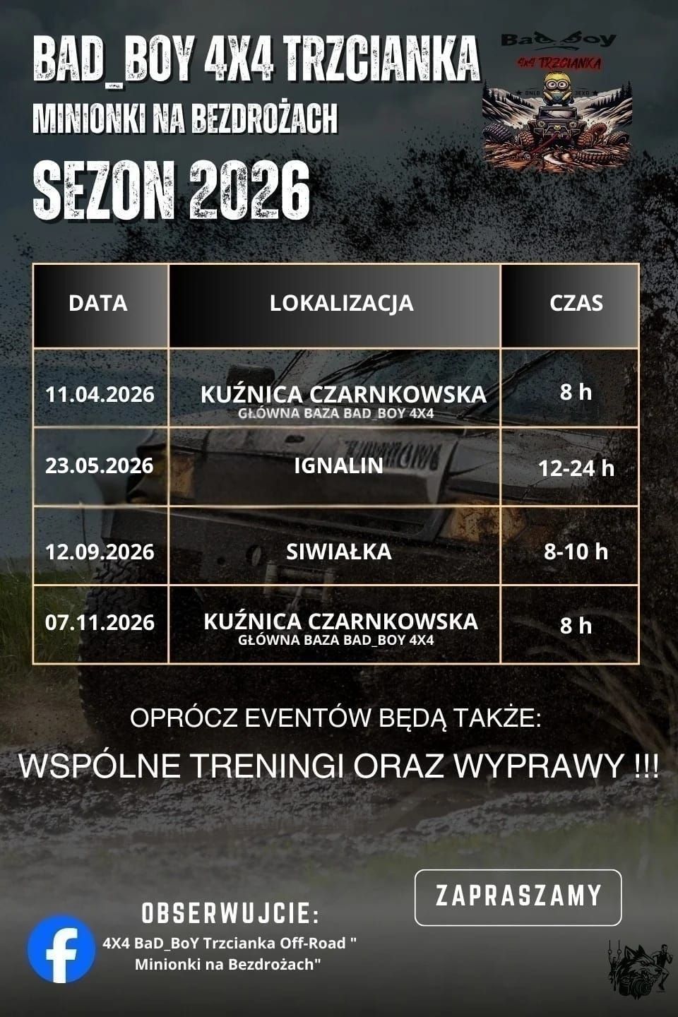 Odwilż 2026r Rozpoczęcie Sezonu Z Bad_Boy 4x4 Trzcianka "Minionki Na B