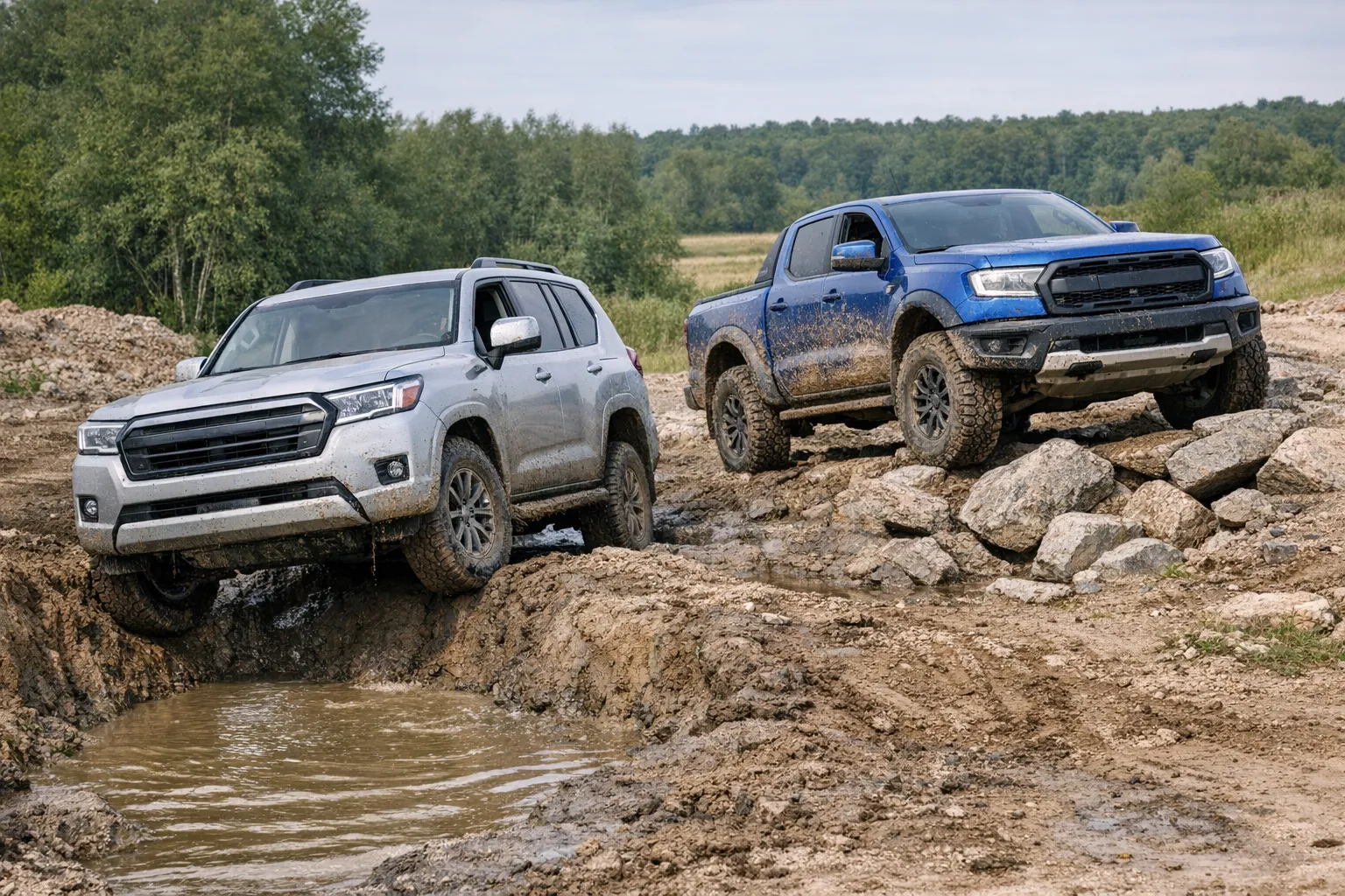 Toyota Land Cruiser 250 kontra Ford Ranger Raptor - które 4x4 lepiej znosi prawdziwy teren